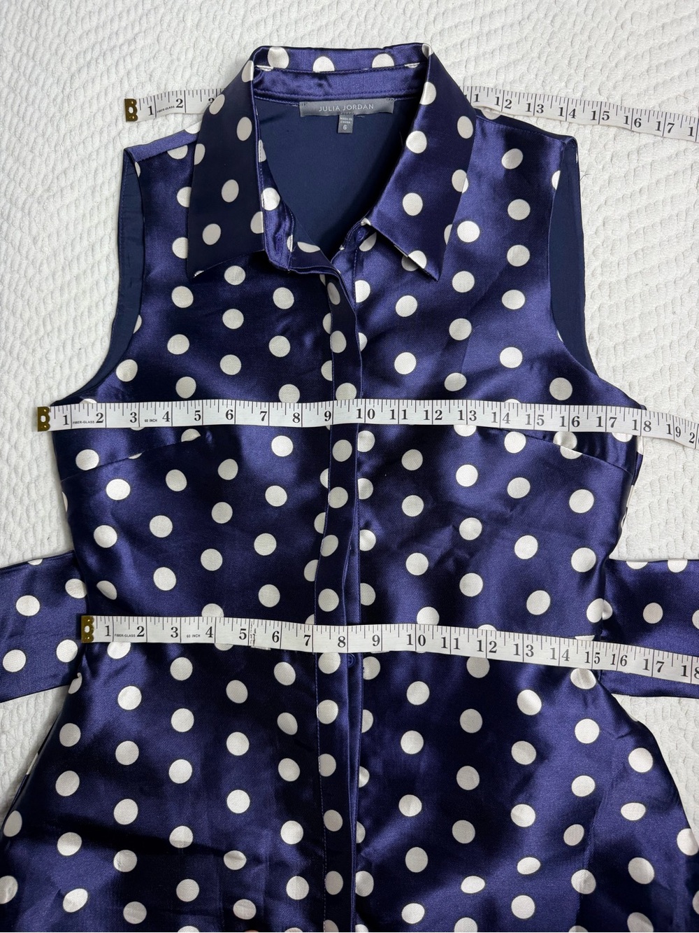 JULIA JORDAN SLEEVELESS POLKA DOT MAXI DRESS COLOR NAVY SIZE 6 NWT - Picture 12 of 13